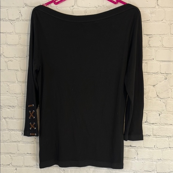 Chaps Black Women's Top with braided sleeves NWT - Picture 3 of 6